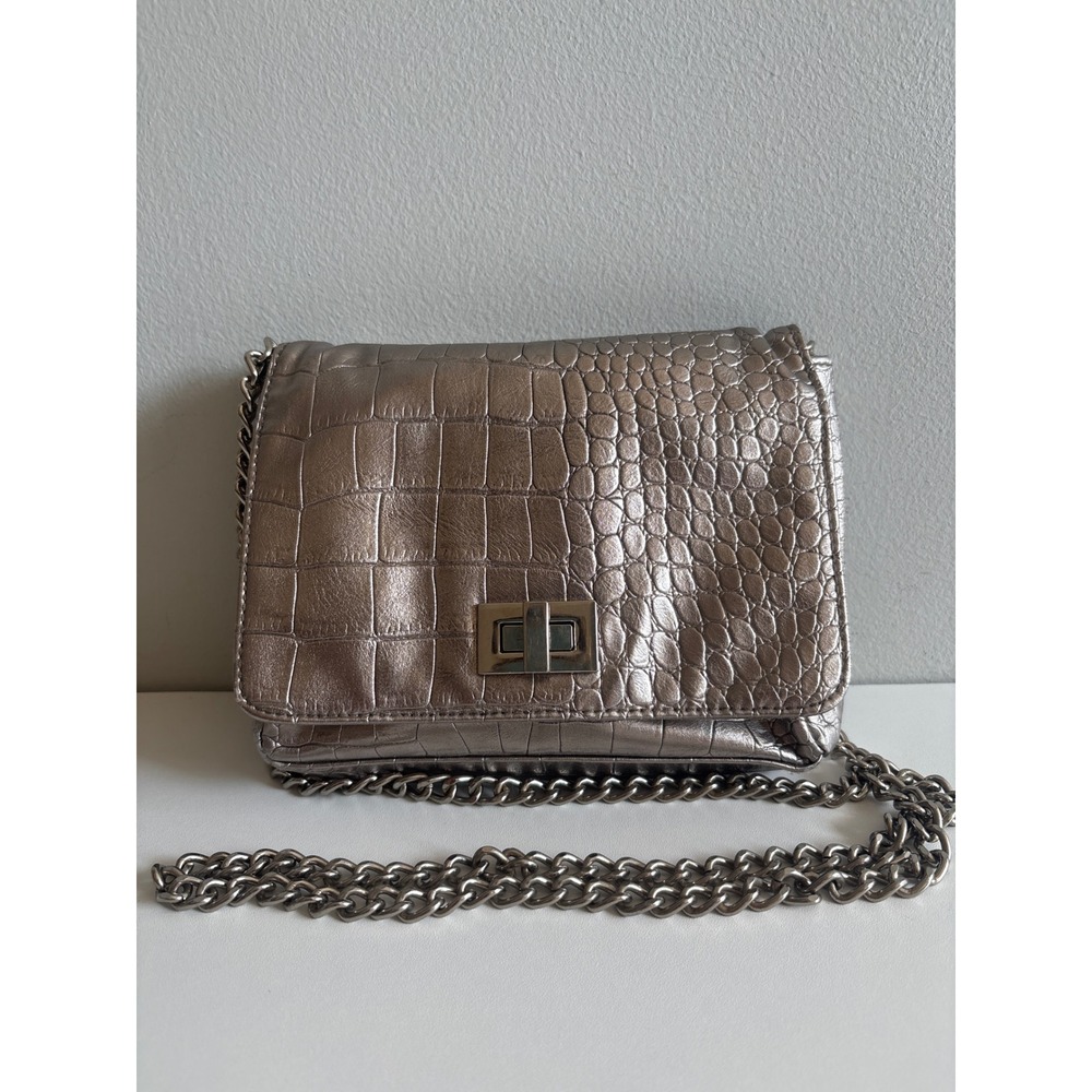 Metallic Croc Embossed Crossbody Bag Chain Y2K Style